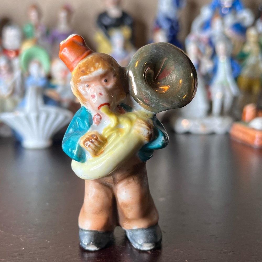 Vintage 1940s Made in Occupied Japan mioj Monkey Musician Trombone Player, Circu
